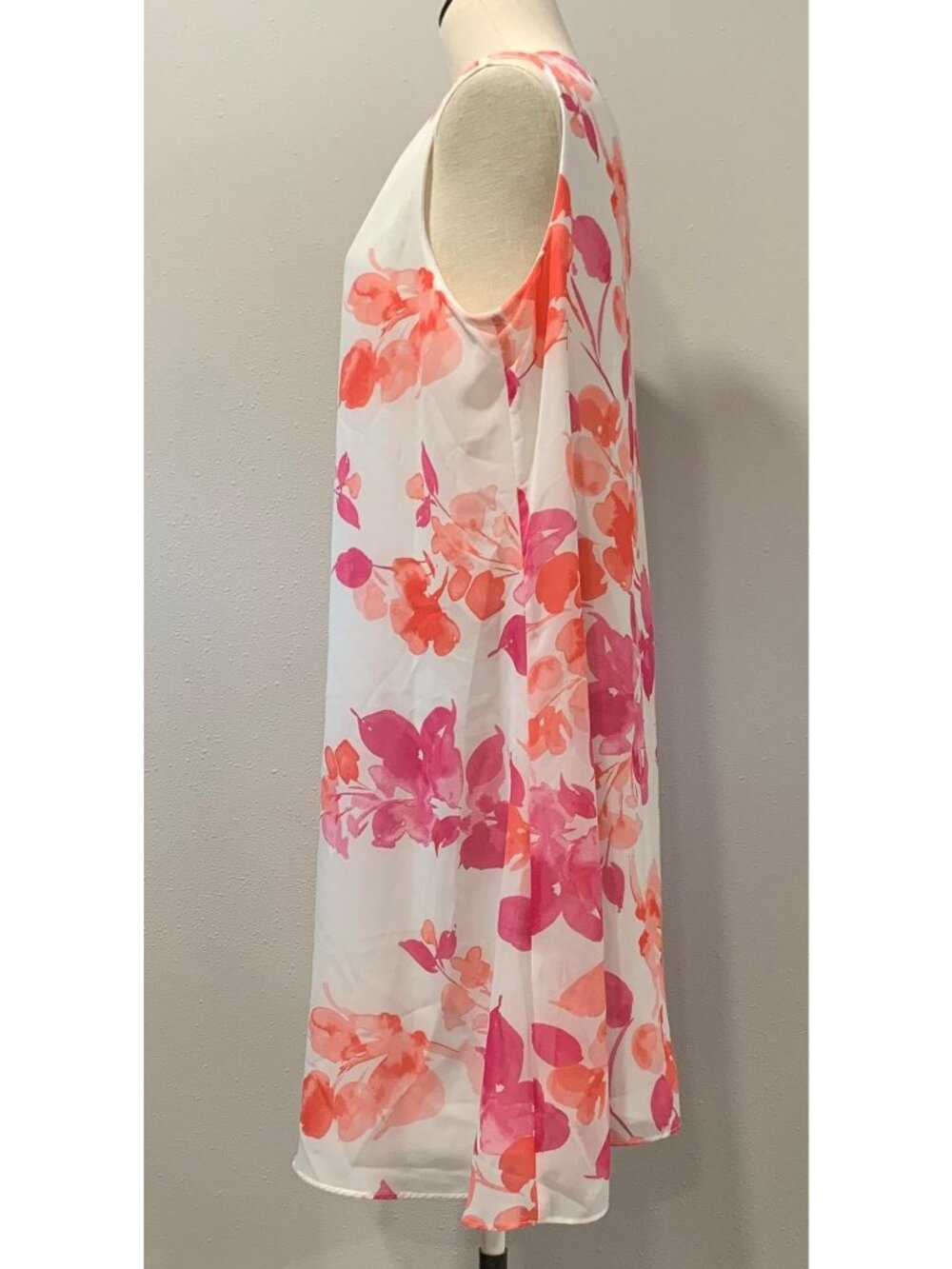 JH Jessica Howard Sleeveless Shift Dress Sz 14 Floral Lined Keyhole Pink Orange - Picture 4 of 16